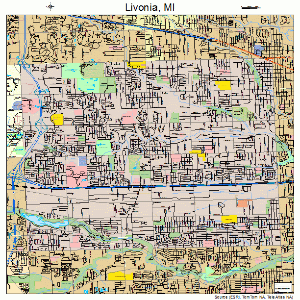 Livonia, MI street map