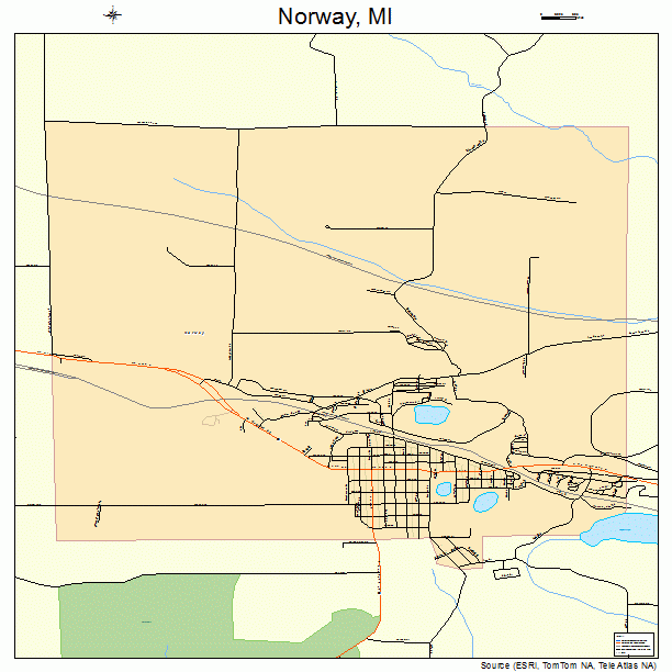 Norway, MI street map