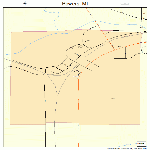Powers, MI street map