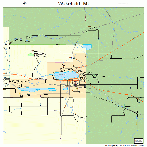 Wakefield, MI street map