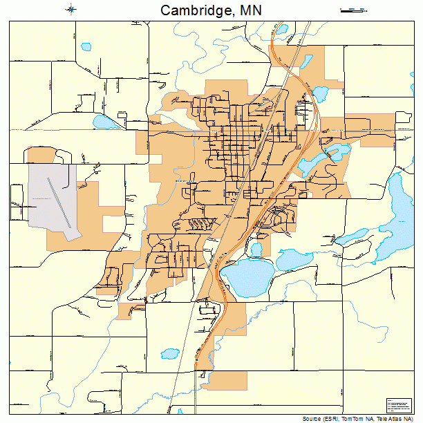 Cambridge, MN street map