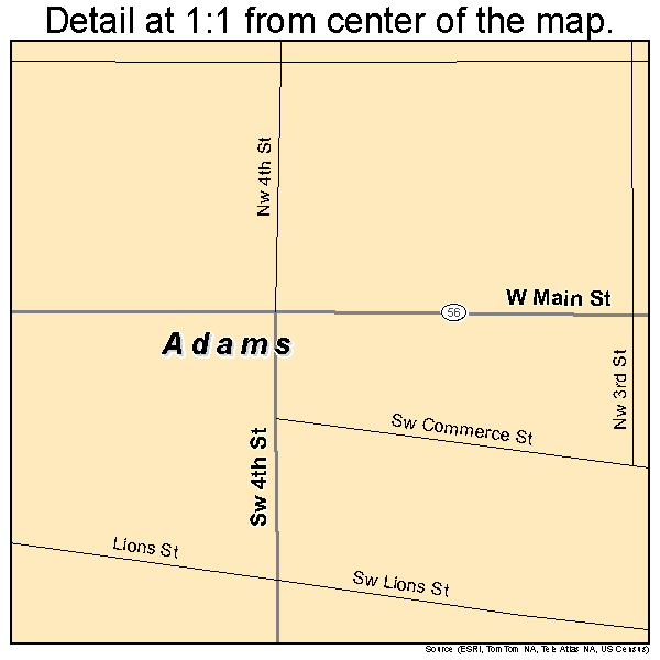 Adams, Minnesota road map detail