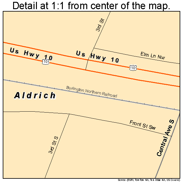 Aldrich, Minnesota road map detail
