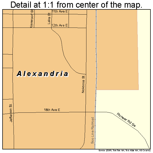 Alexandria, Minnesota road map detail