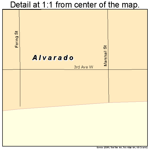 Alvarado, Minnesota road map detail