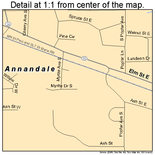 Annandale, Minnesota road map detail