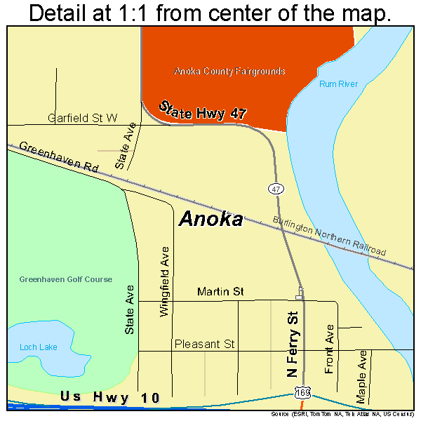 Anoka, Minnesota road map detail