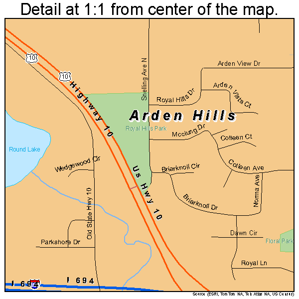 Arden Hills, Minnesota road map detail