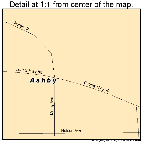 Ashby, Minnesota road map detail