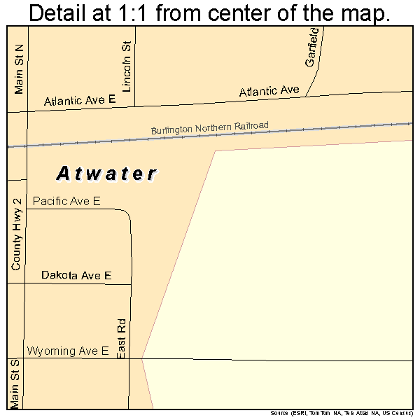 Atwater, Minnesota road map detail