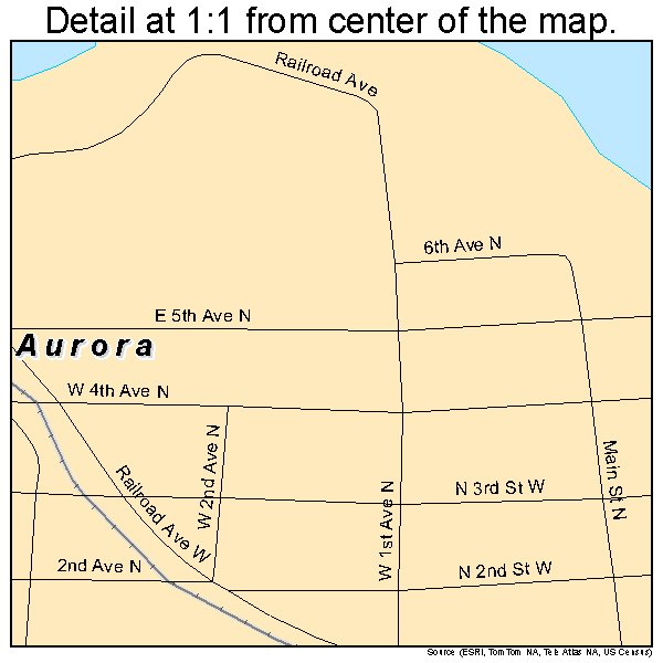 Aurora, Minnesota road map detail