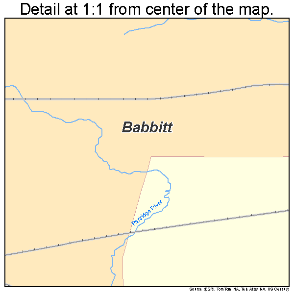 Babbitt, Minnesota road map detail