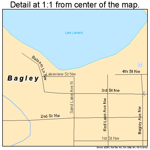 Bagley, Minnesota road map detail