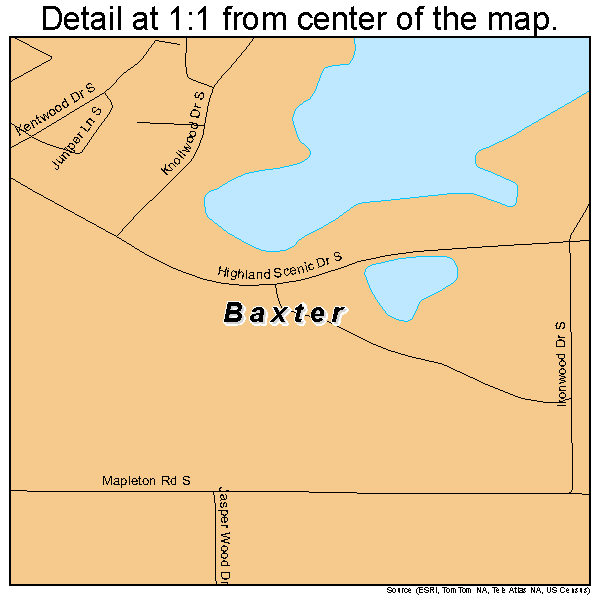 Baxter, Minnesota road map detail