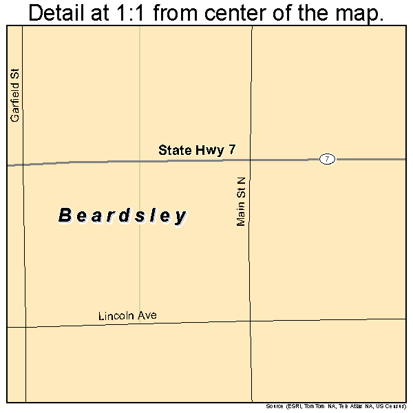 Beardsley, Minnesota road map detail