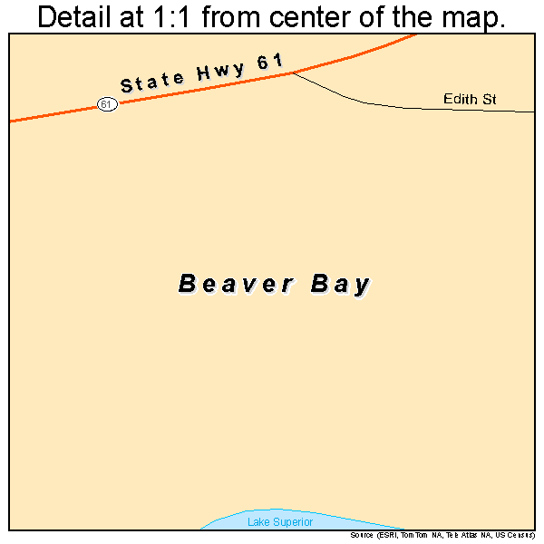 Beaver Bay, Minnesota road map detail