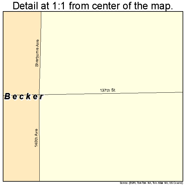 Becker, Minnesota road map detail