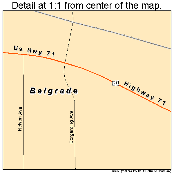 Belgrade, Minnesota road map detail
