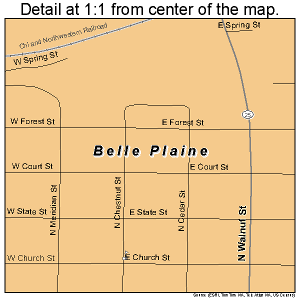 Belle Plaine, Minnesota road map detail