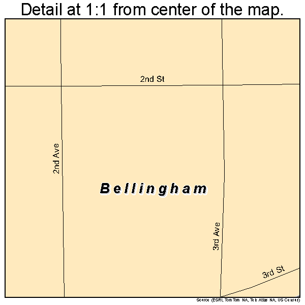 Bellingham, Minnesota road map detail