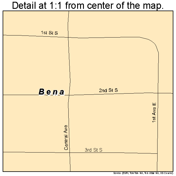 Bena, Minnesota road map detail