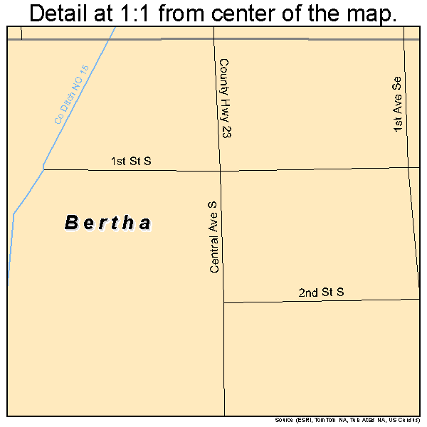 Bertha, Minnesota road map detail