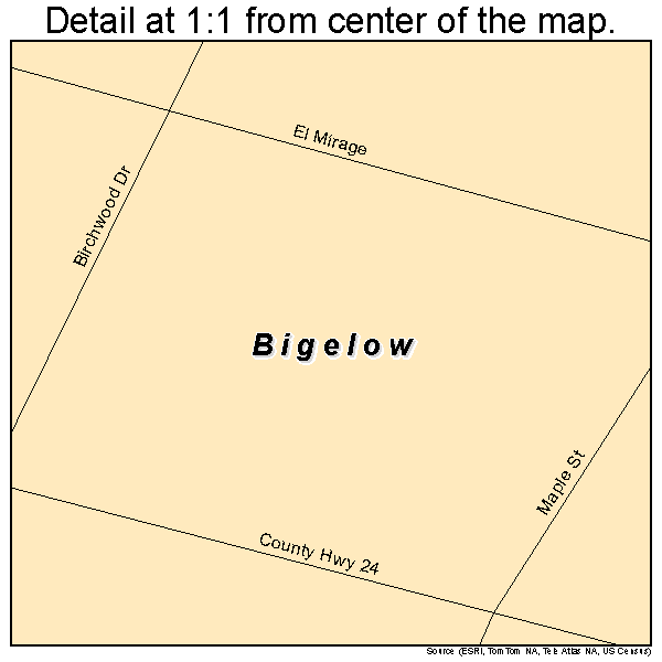 Bigelow, Minnesota road map detail