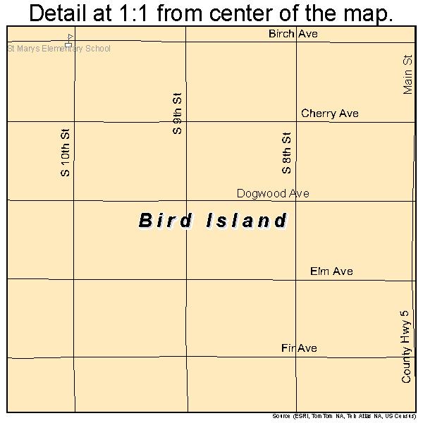 Bird Island, Minnesota road map detail