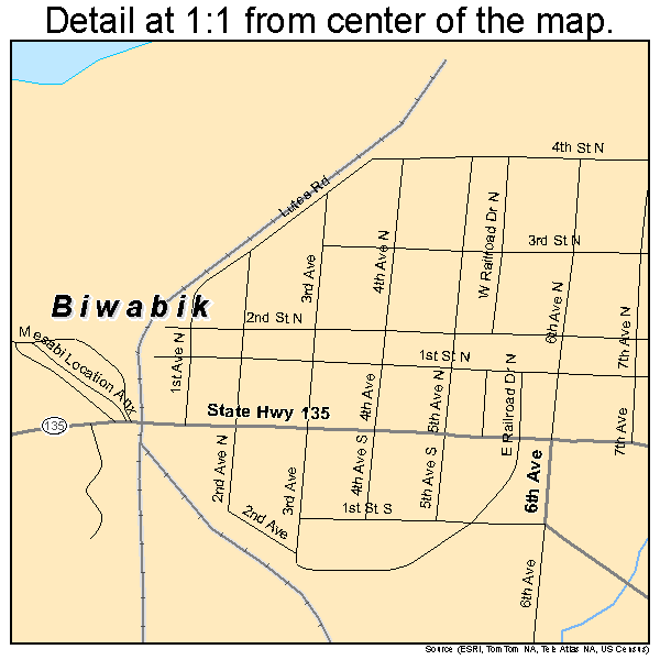 Biwabik, Minnesota road map detail