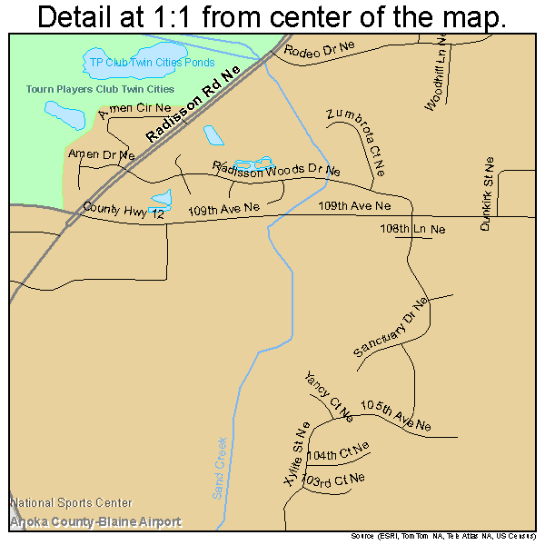 Blaine, Minnesota road map detail