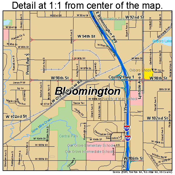Bloomington, Minnesota road map detail