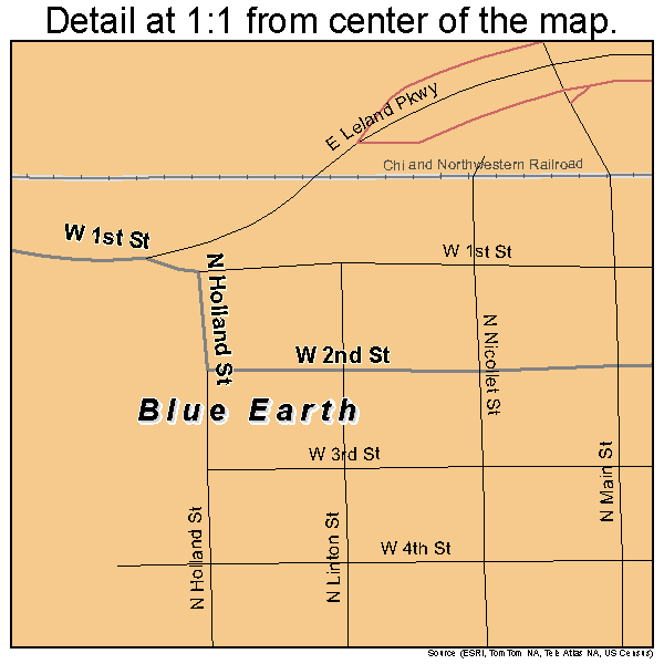 Blue Earth, Minnesota road map detail