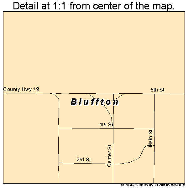Bluffton, Minnesota road map detail