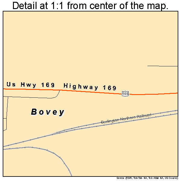 Bovey, Minnesota road map detail