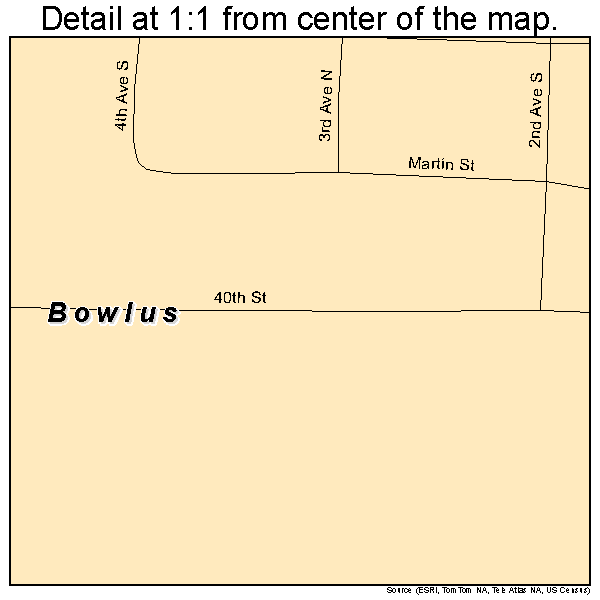 Bowlus, Minnesota road map detail