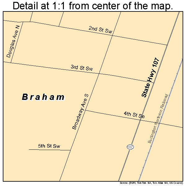 Braham, Minnesota road map detail