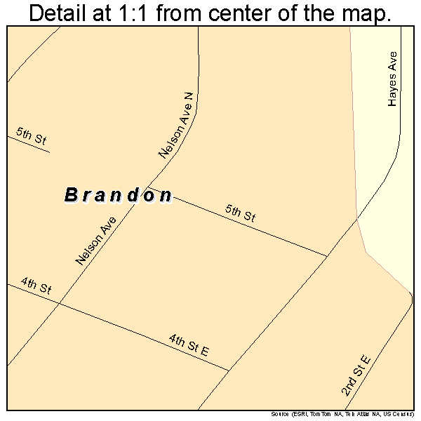 Brandon, Minnesota road map detail