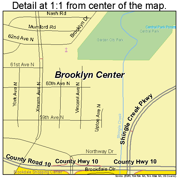 Brooklyn Center, Minnesota road map detail