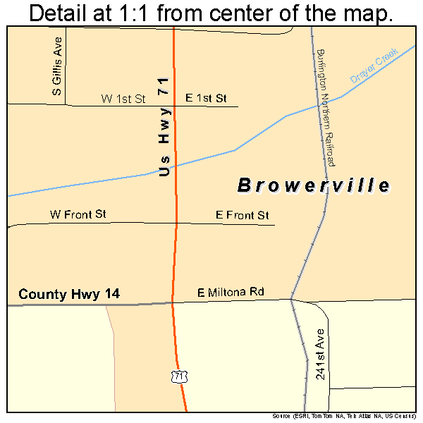 Browerville, Minnesota road map detail