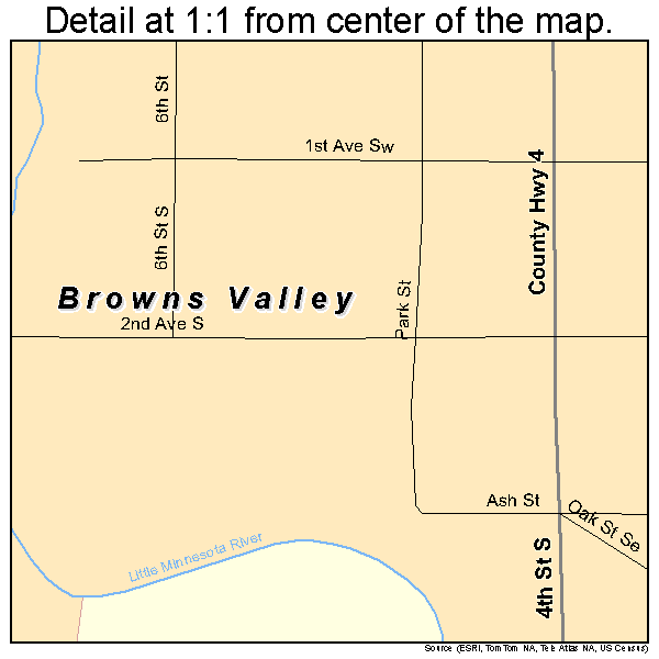 Browns Valley, Minnesota road map detail