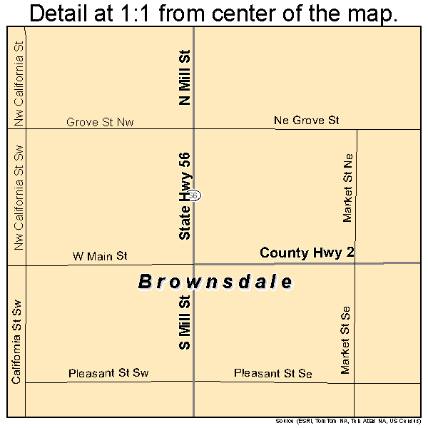 Brownsdale, Minnesota road map detail