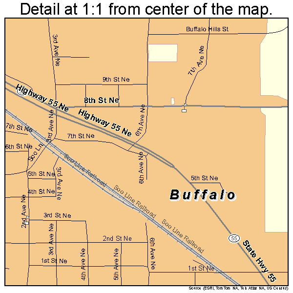 Buffalo, Minnesota road map detail