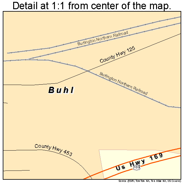Buhl, Minnesota road map detail