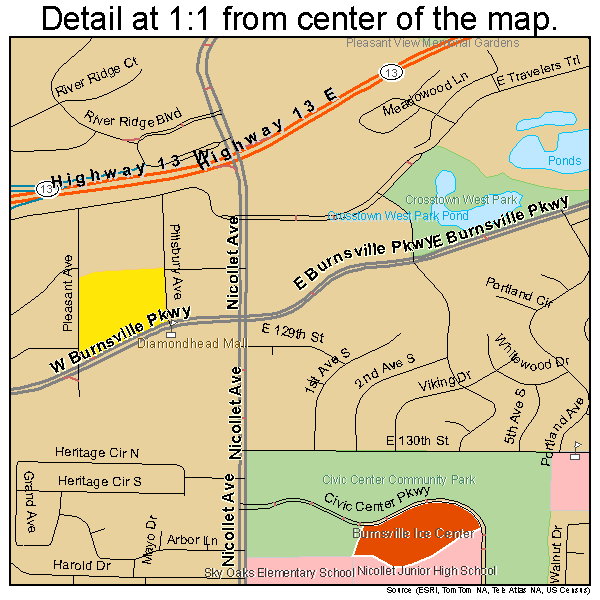 Burnsville, Minnesota road map detail