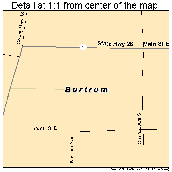 Burtrum, Minnesota road map detail