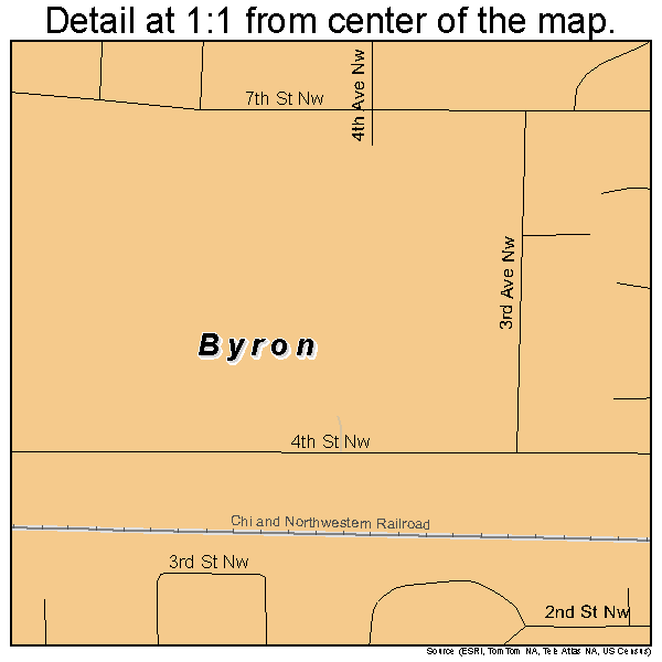 Byron, Minnesota road map detail
