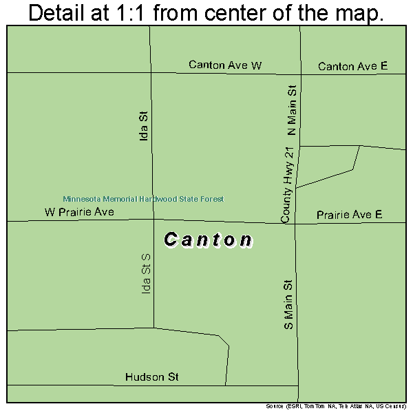 Canton, Minnesota road map detail