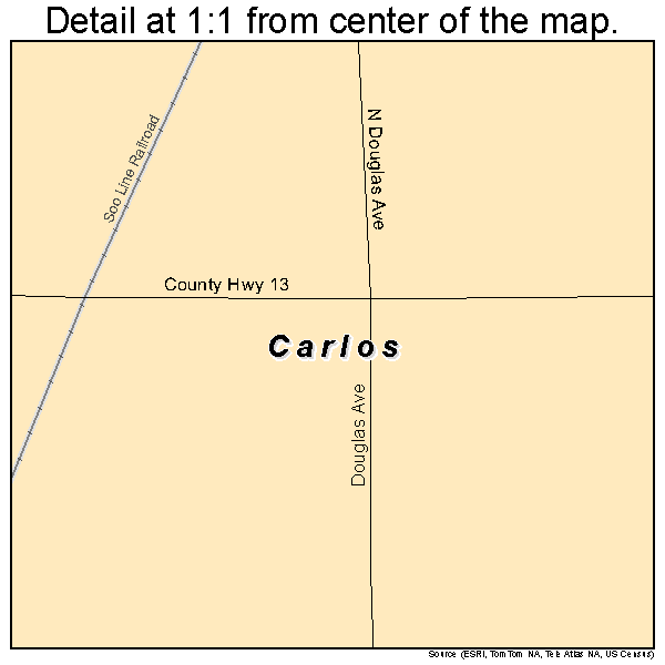 Carlos, Minnesota road map detail