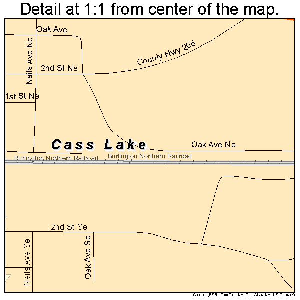 Cass Lake, Minnesota road map detail
