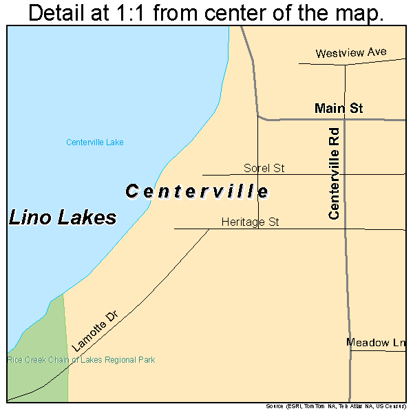 Centerville, Minnesota road map detail